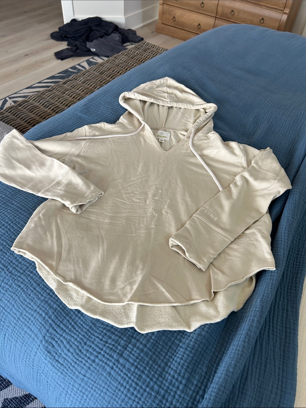 aerie Cream Sherpa Pullover Hoodie